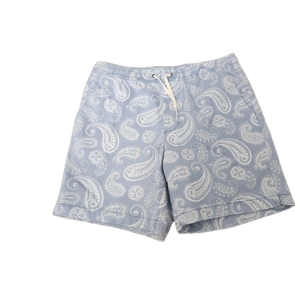PacSun Volley Shorts Men's‎ Small Blue Paisley Print Elastic Waist Drawstring - Picture 1 of 8